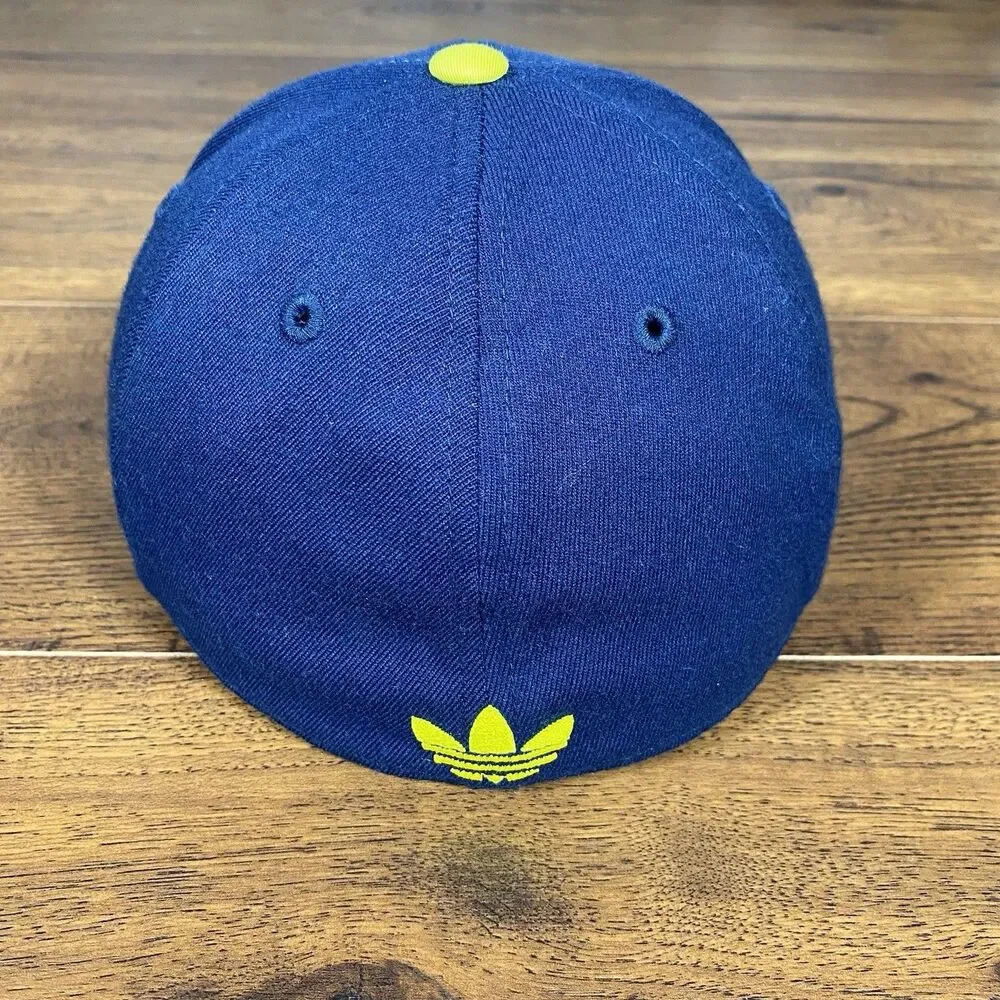 Michigan Wolverines Adidas Flexfit Hat 210 Fitted Size 6 7/8 - 7 1/4 Blue Yellow